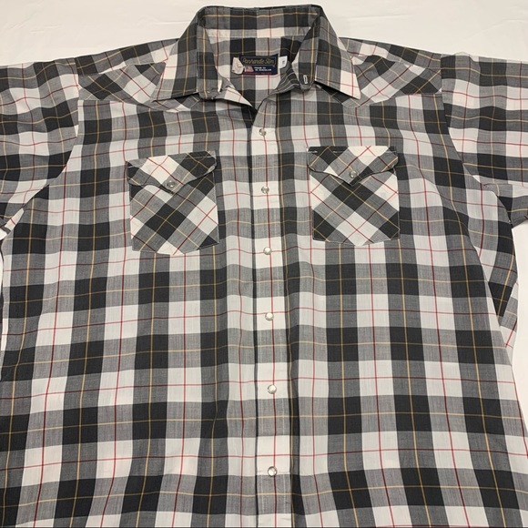 Panhandle Slim Plaid Permanent Press Pearl Snap Western Shirt Men’s 18 USA - Picture 3 of 11